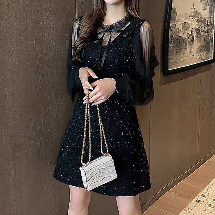 視線を集めるちょい甘×ちょい色気 パーティードレス ミニドレス | COCOMOMO | 詳細画像10 