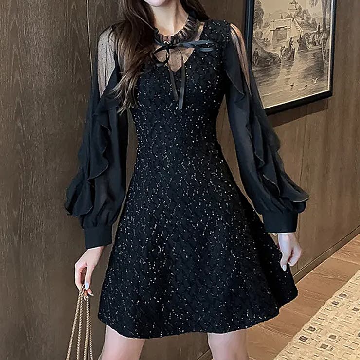 視線を集めるちょい甘×ちょい色気 パーティードレス ミニドレス | COCOMOMO | 詳細画像11 