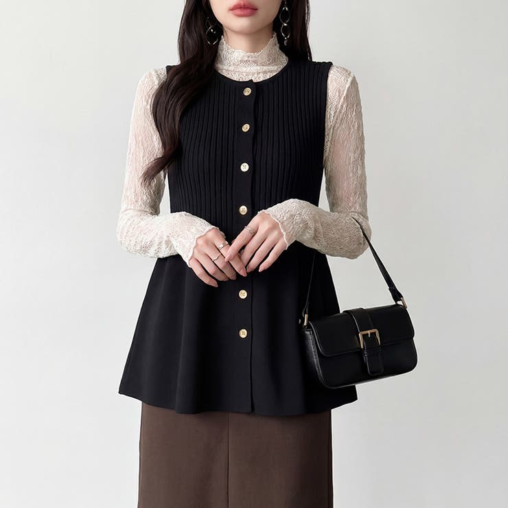 透け感を味方にする、レースシアートップス シアー ハイネック | COCOMOMO | 詳細画像23 