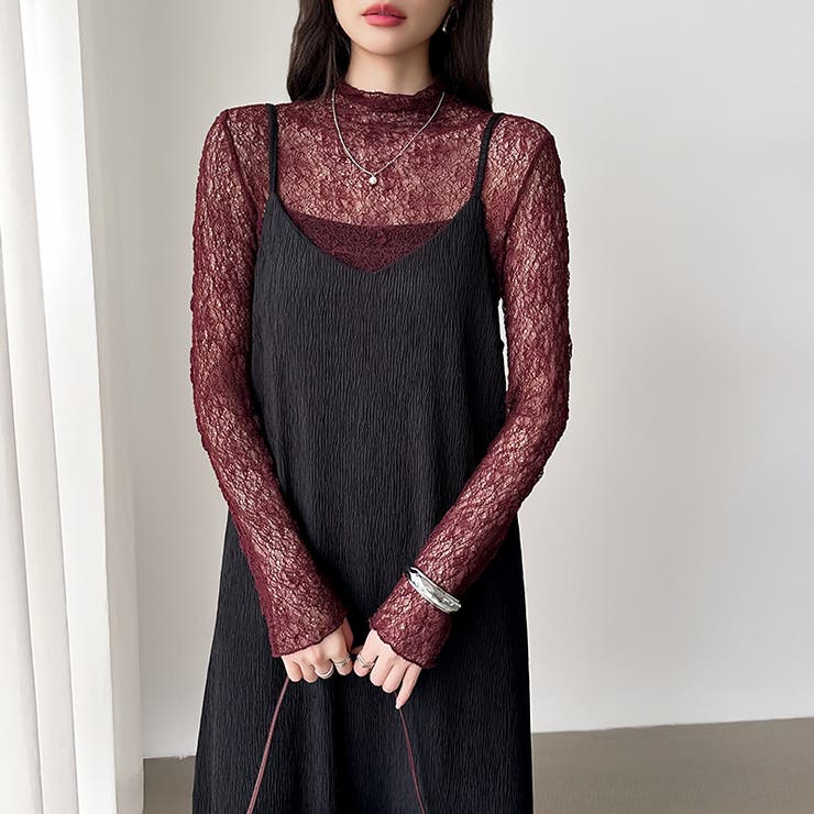 透け感を味方にする、レースシアートップス シアー ハイネック | COCOMOMO | 詳細画像36 