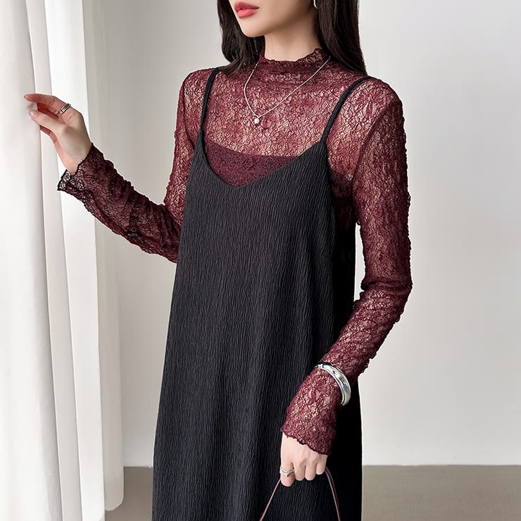 透け感を味方にする、レースシアートップス シアー ハイネック | COCOMOMO | 詳細画像37 