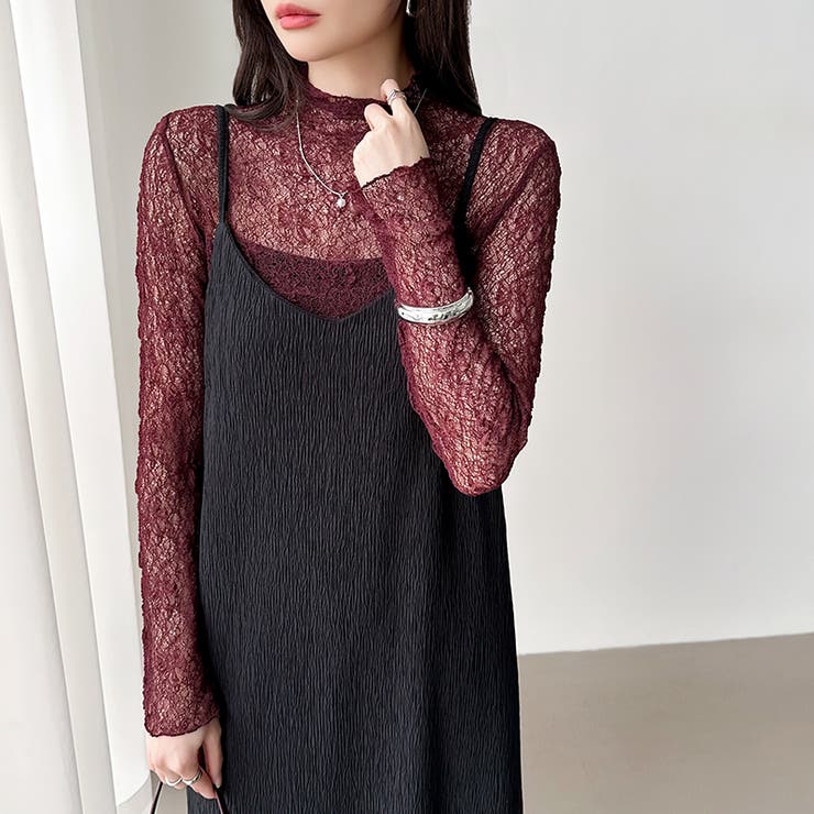 透け感を味方にする、レースシアートップス シアー ハイネック | COCOMOMO | 詳細画像38 