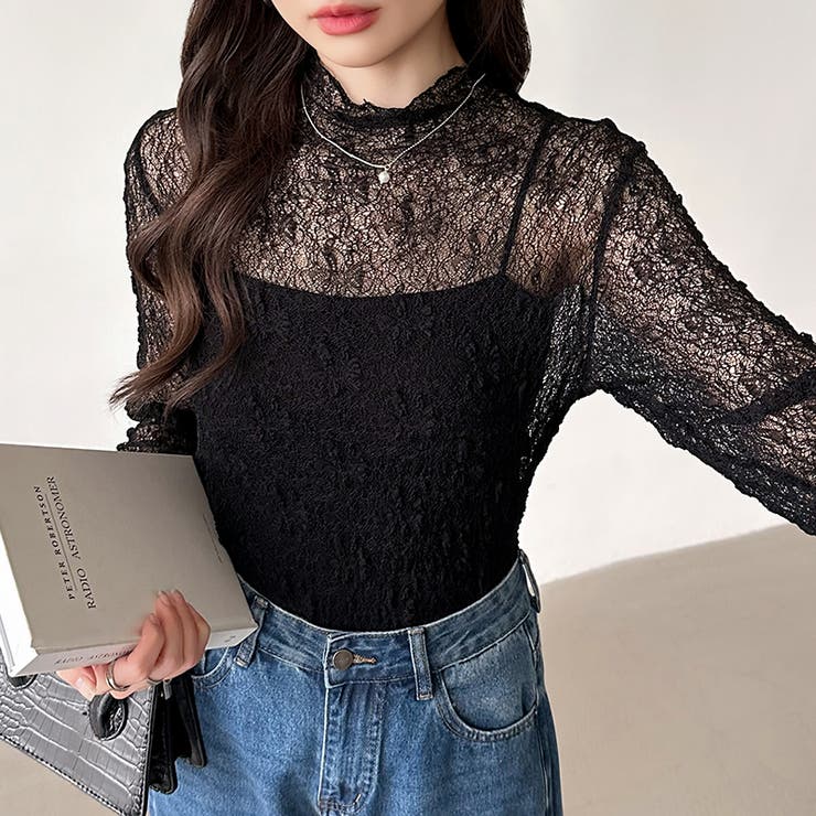 透け感を味方にする、レースシアートップス シアー ハイネック | COCOMOMO | 詳細画像43 