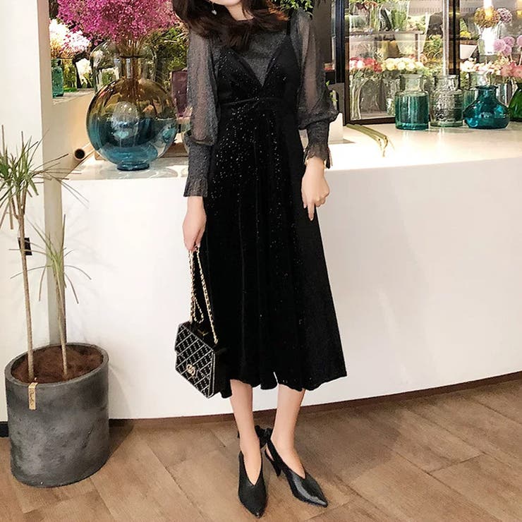 ラメシアーセットアップベロアドレス パーティードレス ベロアワンピース | COCOMOMO | 詳細画像3 