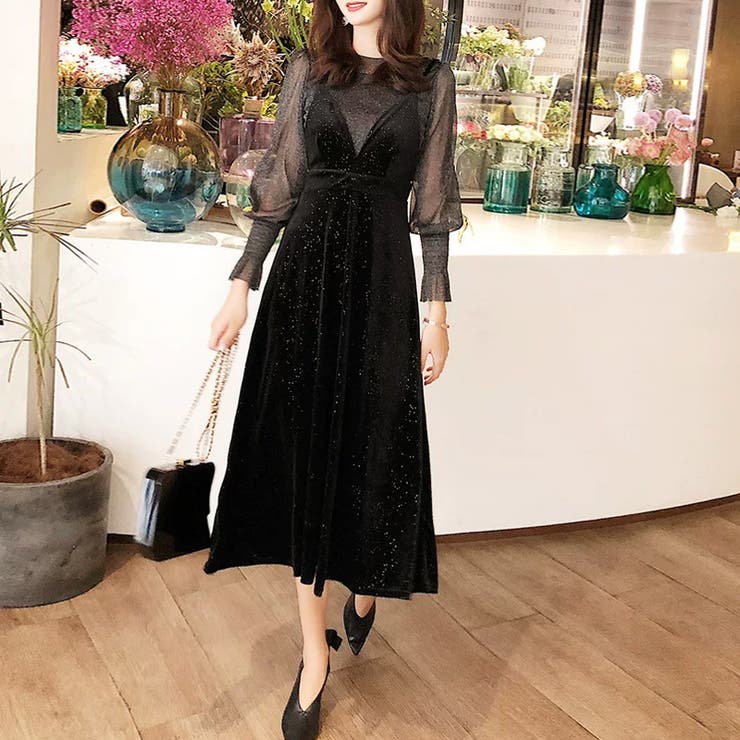 ラメシアーセットアップベロアドレス パーティードレス ベロアワンピース | COCOMOMO | 詳細画像4 