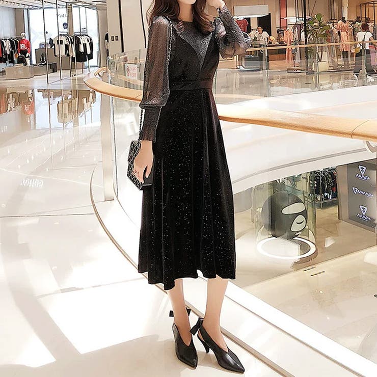 ラメシアーセットアップベロアドレス パーティードレス ベロアワンピース | COCOMOMO | 詳細画像5 