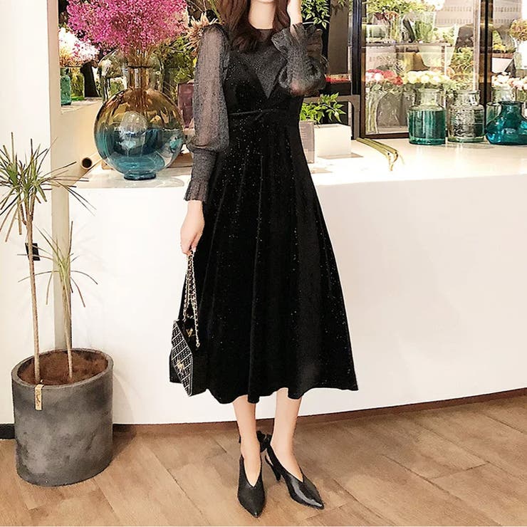 ラメシアーセットアップベロアドレス パーティードレス ベロアワンピース | COCOMOMO | 詳細画像6 