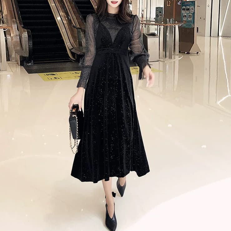 ラメシアーセットアップベロアドレス パーティードレス ベロアワンピース | COCOMOMO | 詳細画像7 