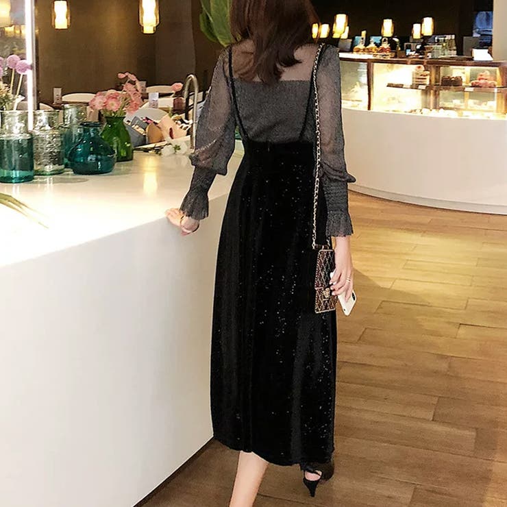 ラメシアーセットアップベロアドレス パーティードレス ベロアワンピース | COCOMOMO | 詳細画像8 