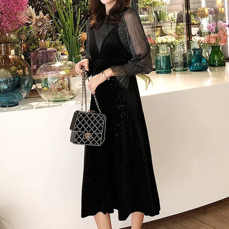 ラメシアーセットアップベロアドレス パーティードレス ベロアワンピース | COCOMOMO | 詳細画像9 