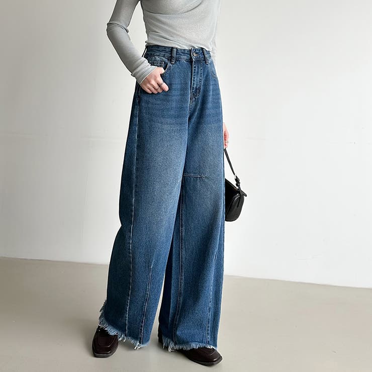 シルエットで魅せるカーブバレルデニム デニムパンツ カーブパンツ | COCOMOMO | 詳細画像10 