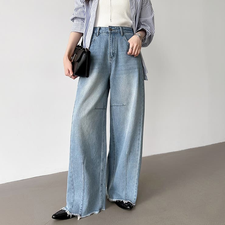 シルエットで魅せるカーブバレルデニム デニムパンツ カーブパンツ | COCOMOMO | 詳細画像11 