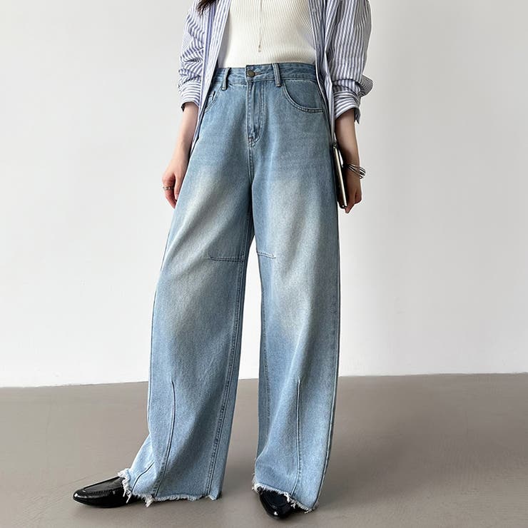 シルエットで魅せるカーブバレルデニム デニムパンツ カーブパンツ | COCOMOMO | 詳細画像13 