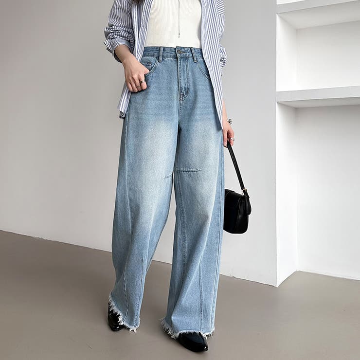 シルエットで魅せるカーブバレルデニム デニムパンツ カーブパンツ | COCOMOMO | 詳細画像19 