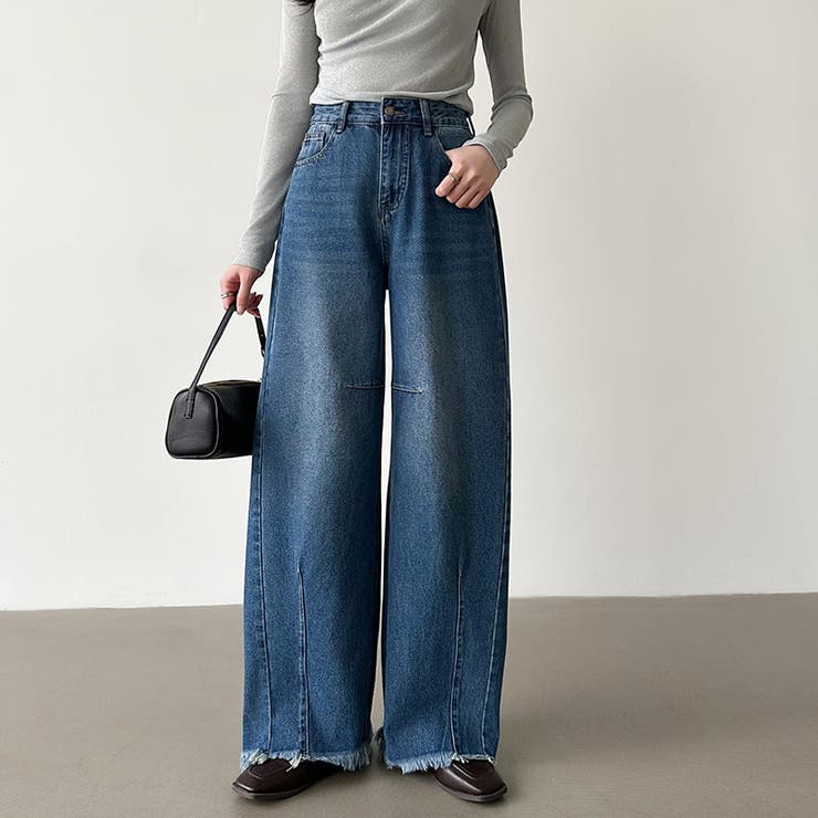 シルエットで魅せるカーブバレルデニム デニムパンツ カーブパンツ | COCOMOMO | 詳細画像2 