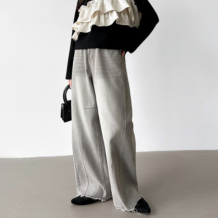 シルエットで魅せるカーブバレルデニム デニムパンツ カーブパンツ | COCOMOMO | 詳細画像21 