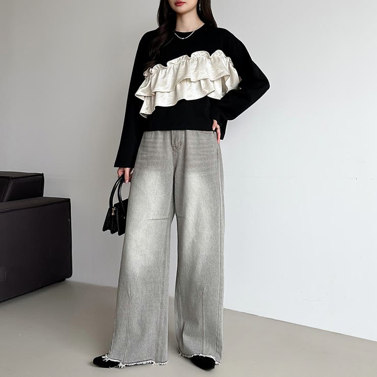 シルエットで魅せるカーブバレルデニム デニムパンツ カーブパンツ | COCOMOMO | 詳細画像26 