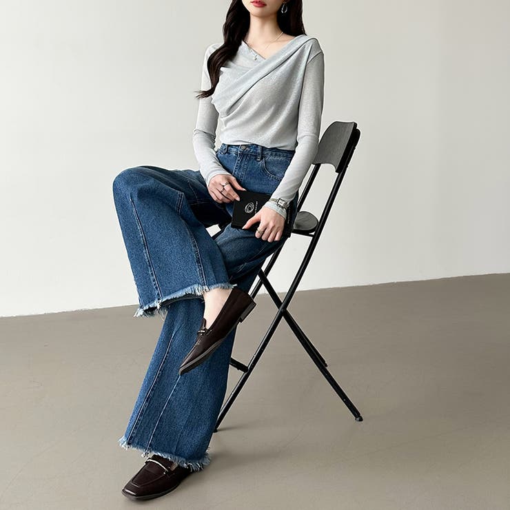 シルエットで魅せるカーブバレルデニム デニムパンツ カーブパンツ | COCOMOMO | 詳細画像4 