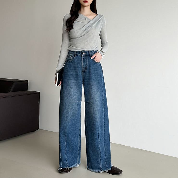 シルエットで魅せるカーブバレルデニム デニムパンツ カーブパンツ | COCOMOMO | 詳細画像8 