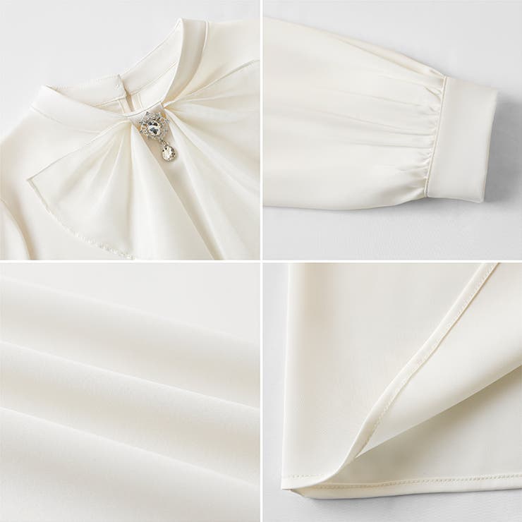 1枚で華やぐビジュー付きブラウス フリルブラウス ボウタイ | COCOMOMO | 詳細画像20 