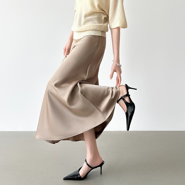 艶と落ち感でオンオフ映える。サテンマーメイドスカート サテンスカート マーメイド… | COCOMOMO | 詳細画像4 