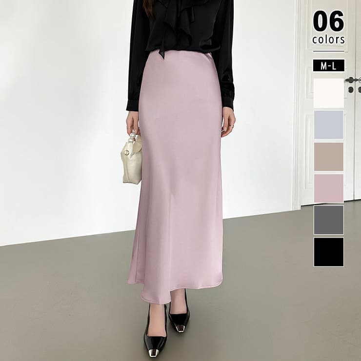 ピンク.パープル | 艶と落ち感でオンオフ映える。サテンマーメイドスカート サテンスカート マーメイド… | COCOMOMO