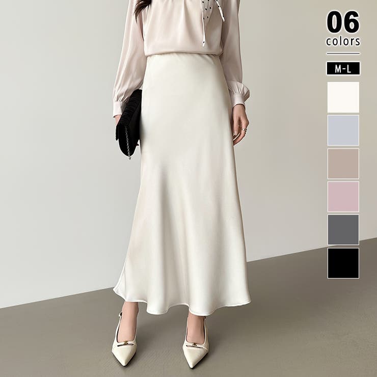 アイボリー | 艶と落ち感でオンオフ映える。サテンマーメイドスカート サテンスカート マーメイド… | COCOMOMO