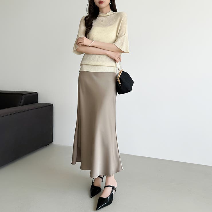 艶と落ち感でオンオフ映える。サテンマーメイドスカート サテンスカート マーメイド… | COCOMOMO | 詳細画像9 