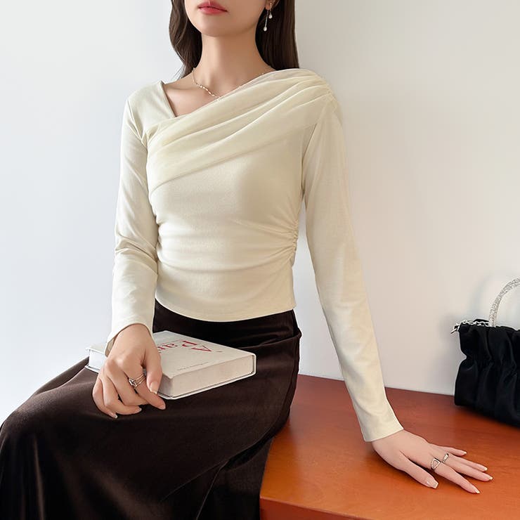 気分で変える2wayデザイン。チュールドレープトップス ワンショルトップス アシ… | COCOMOMO | 詳細画像21 