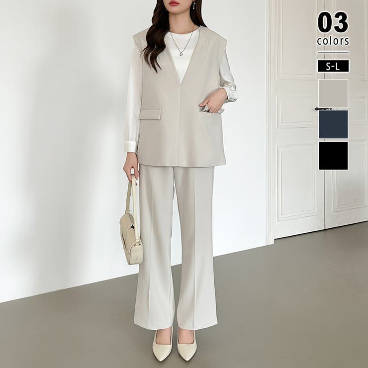 ベージュ | フォーマルを更新する、ジレセットアップ セットアップ セレモニー | COCOMOMO