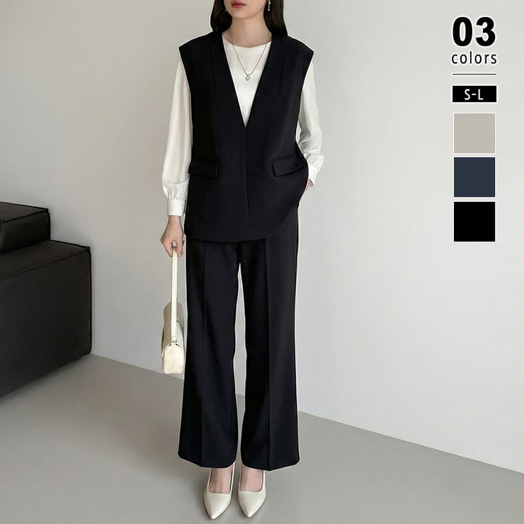 ブラック | フォーマルを更新する、ジレセットアップ セットアップ セレモニー | COCOMOMO