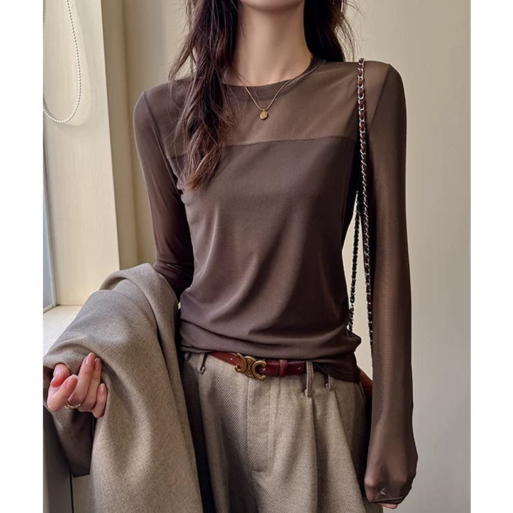 透けすぎない大人シアー。胸元切替シアートップス シアー トップス | COCOMOMO | 詳細画像10 