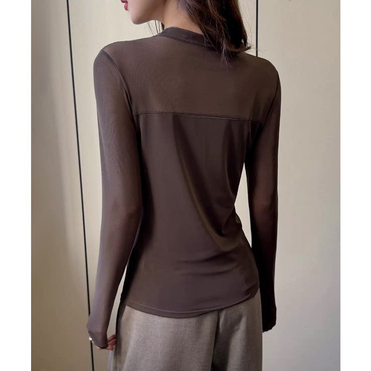 透けすぎない大人シアー。胸元切替シアートップス シアー トップス | COCOMOMO | 詳細画像11 