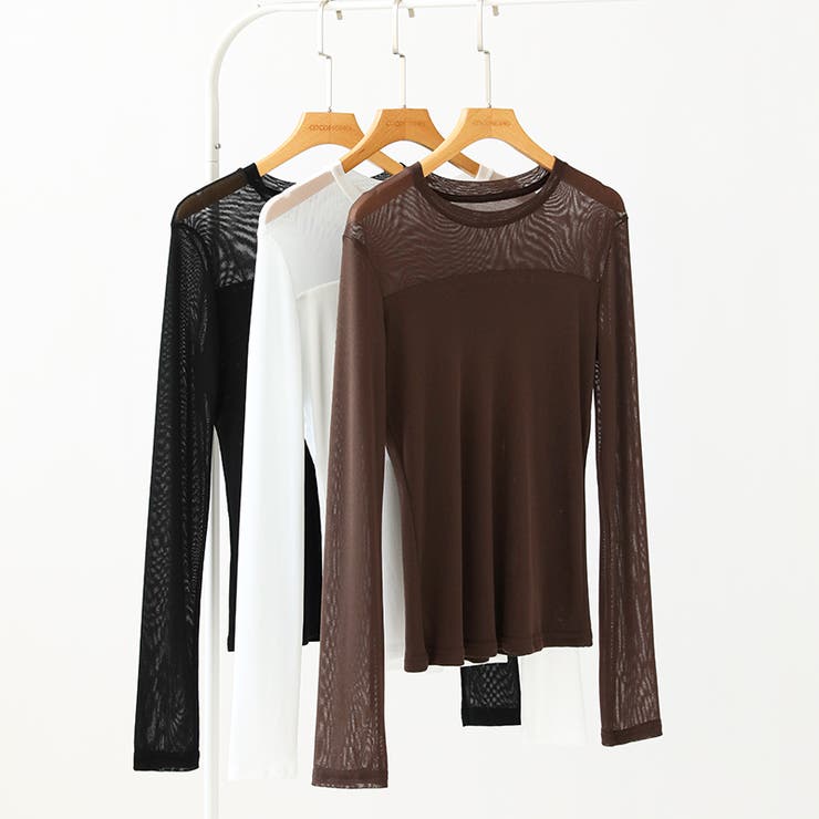 透けすぎない大人シアー。胸元切替シアートップス シアー トップス | COCOMOMO | 詳細画像17 