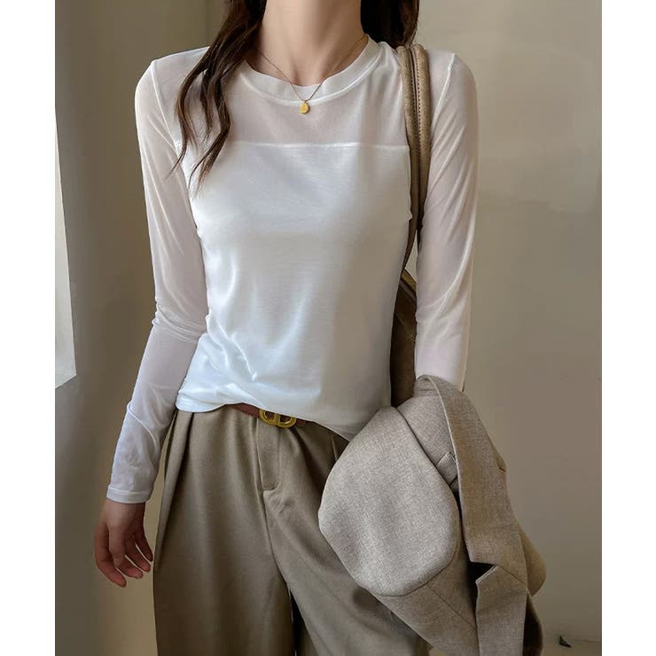 透けすぎない大人シアー。胸元切替シアートップス シアー トップス | COCOMOMO | 詳細画像4 