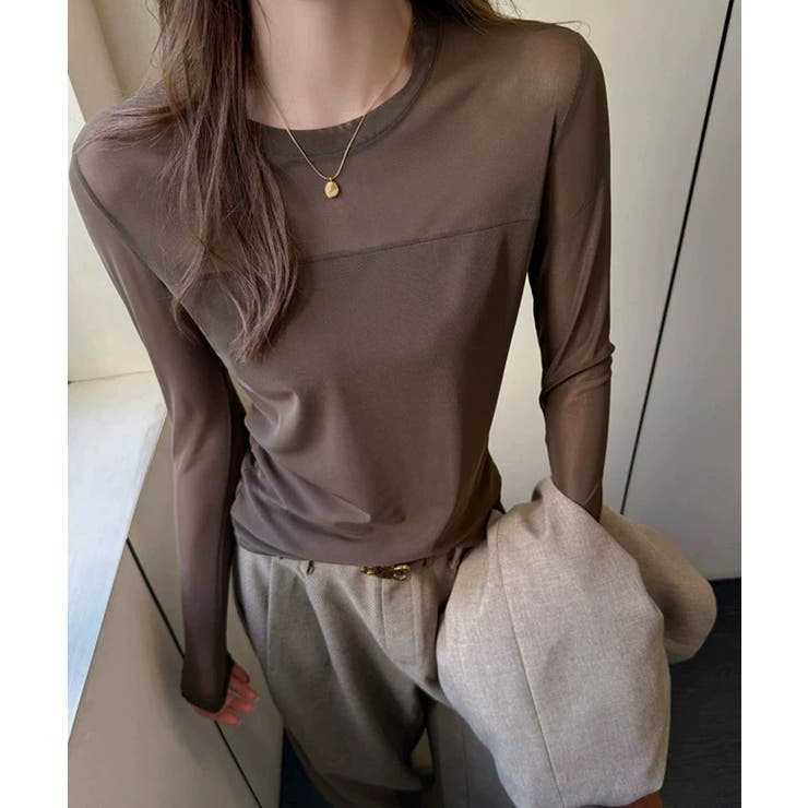 透けすぎない大人シアー。胸元切替シアートップス シアー トップス | COCOMOMO | 詳細画像8 