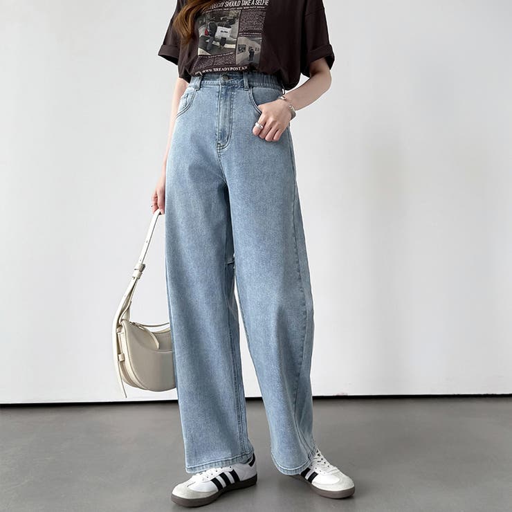 体型カバーして、旬のシルエット。 デニムカーブパンツ ストレッチデニム | COCOMOMO | 詳細画像10 