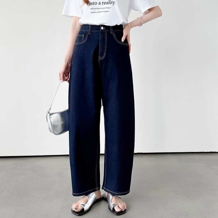 体型カバーして、旬のシルエット。 デニムカーブパンツ ストレッチデニム | COCOMOMO | 詳細画像14 