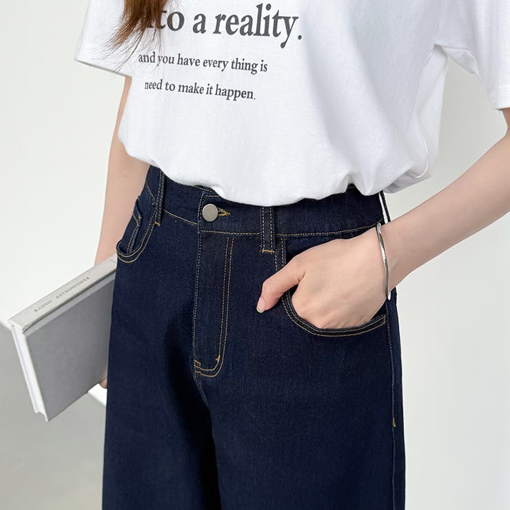 体型カバーして、旬のシルエット。 デニムカーブパンツ ストレッチデニム | COCOMOMO | 詳細画像17 