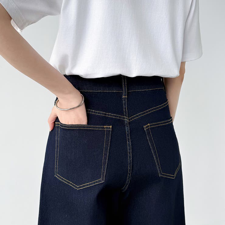 体型カバーして、旬のシルエット。 デニムカーブパンツ ストレッチデニム | COCOMOMO | 詳細画像18 