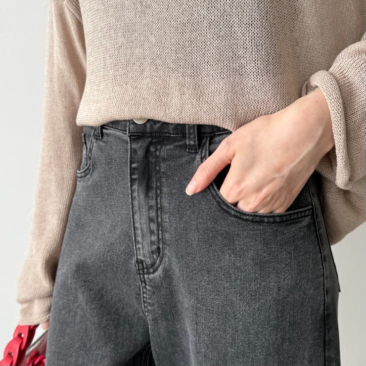 体型カバーして、旬のシルエット。 デニムカーブパンツ ストレッチデニム | COCOMOMO | 詳細画像29 
