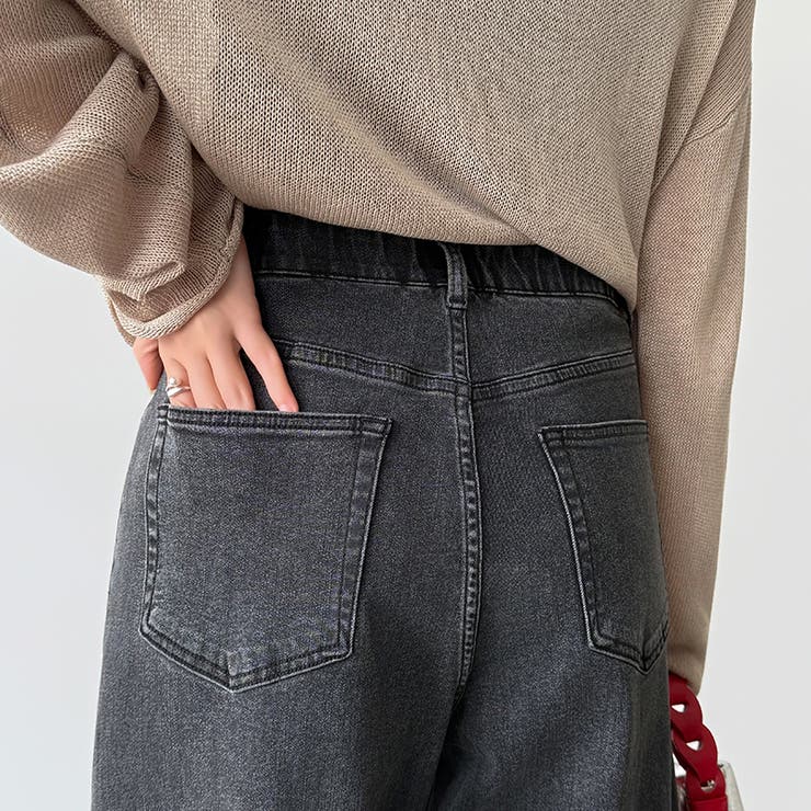 体型カバーして、旬のシルエット。 デニムカーブパンツ ストレッチデニム | COCOMOMO | 詳細画像30 
