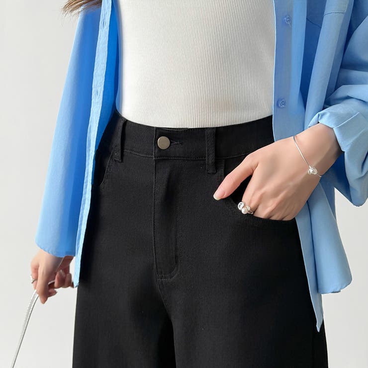 体型カバーして、旬のシルエット。 デニムカーブパンツ ストレッチデニム | COCOMOMO | 詳細画像41 