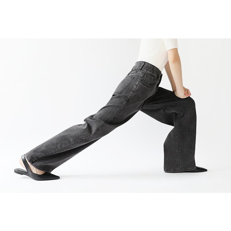 体型カバーして、旬のシルエット。 デニムカーブパンツ ストレッチデニム | COCOMOMO | 詳細画像56 