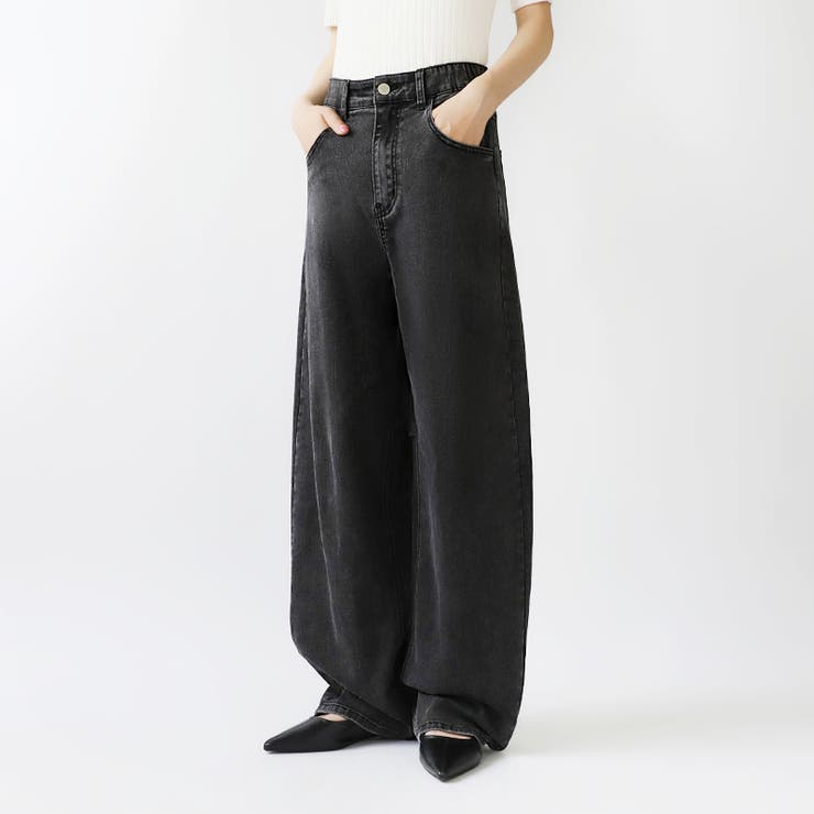 体型カバーして、旬のシルエット。 デニムカーブパンツ ストレッチデニム | COCOMOMO | 詳細画像60 