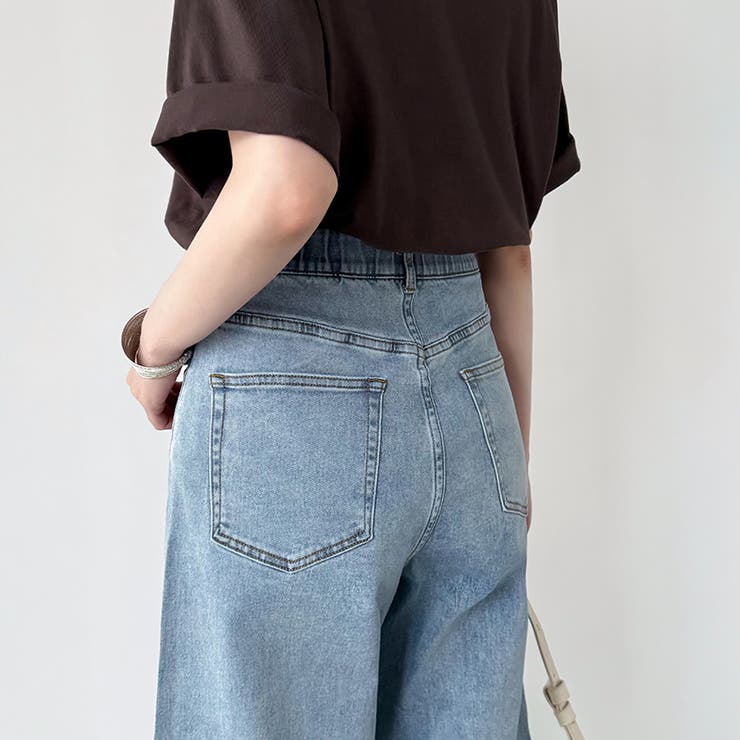 体型カバーして、旬のシルエット。 デニムカーブパンツ ストレッチデニム | COCOMOMO | 詳細画像9 
