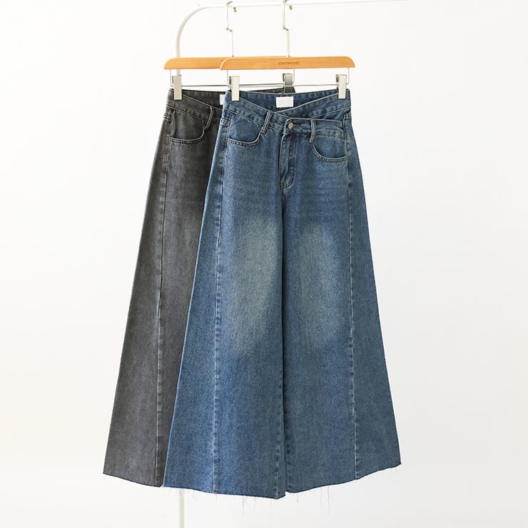 穿くだけで今っぽい、クロスウエストワイドデニム デニムパンツ フリンジ | COCOMOMO | 詳細画像24 