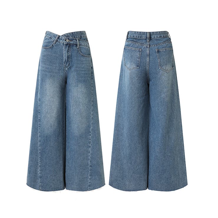 穿くだけで今っぽい、クロスウエストワイドデニム デニムパンツ フリンジ | COCOMOMO | 詳細画像31 