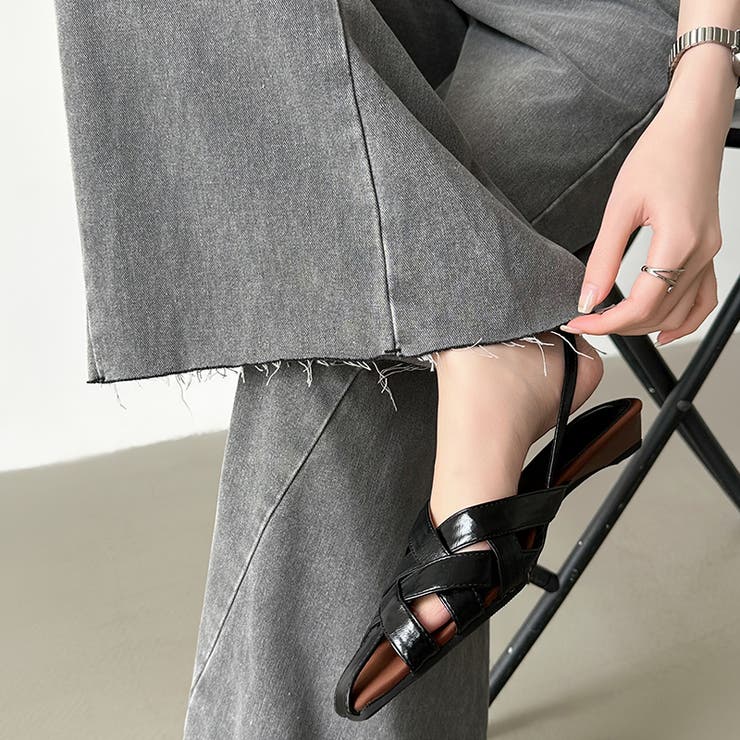 穿くだけで今っぽい、クロスウエストワイドデニム デニムパンツ フリンジ | COCOMOMO | 詳細画像8 