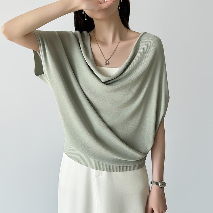 大人が選ぶ涼感ドルマン。 ドレープトップス サマーニット | COCOMOMO | 詳細画像12 